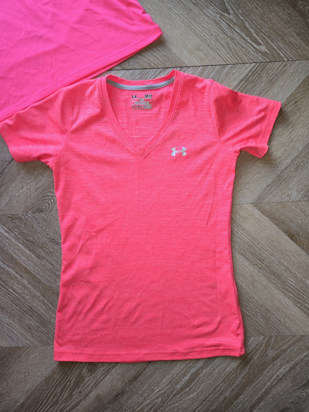 Under Armour Neon Pink V-Neck Short Sleeve Performance Tee